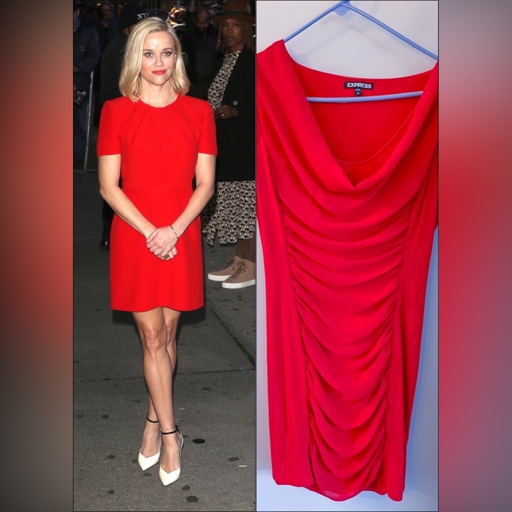 Express Red Ruched Cocktail Dress Sz SP
